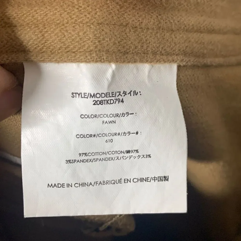 Michael Kors Soft Brushed Ankle Skinny Zipper Cargo Pants In Fawn Size 2